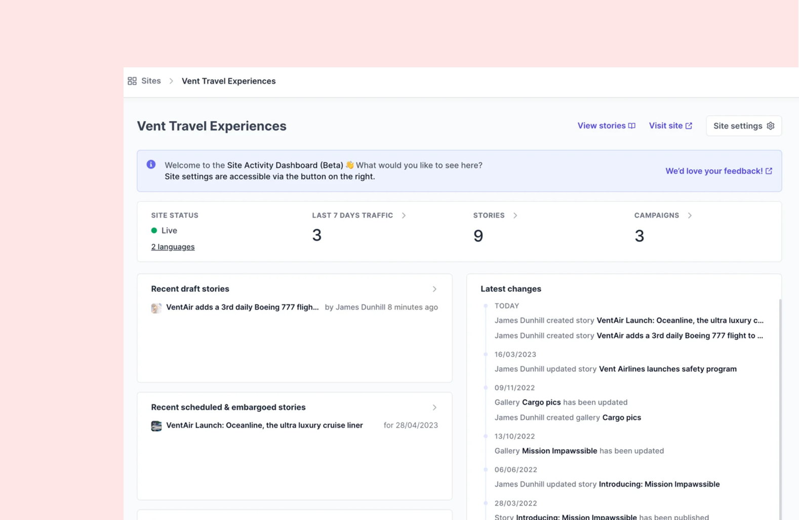 If you are a Core or Premium user, scroll down to see your site analytics once you open the site activity dashboard. If you are a Core or Premium user, scroll down to see your site analytics once you open the site activity dashboard.